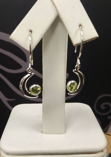Sterling Silver Moon and Peridot Earrings image 0